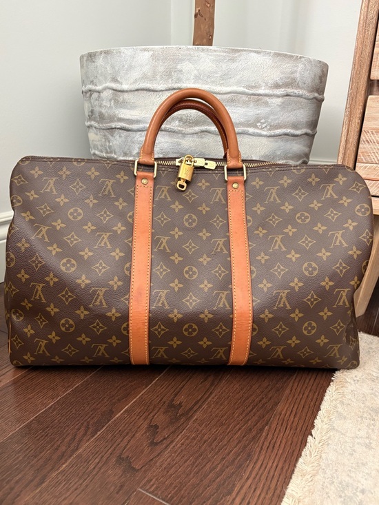Louis Vuitton Handbags - Authenticated A+ Vintage Monogram Coated Canvas Keepall 50 with Lock & Key